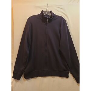 Lands' End Navy Blue Full Zip Jacket Men's Large Athletic Casual‎ Comfort Cotton